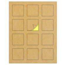 30 hojas, etiquetas adhesivas Kraft cuadradas de 2"" x 2"" con plantilla de impresi   n, tama   o carta (8,5 x 11"""")""""""""""""""""