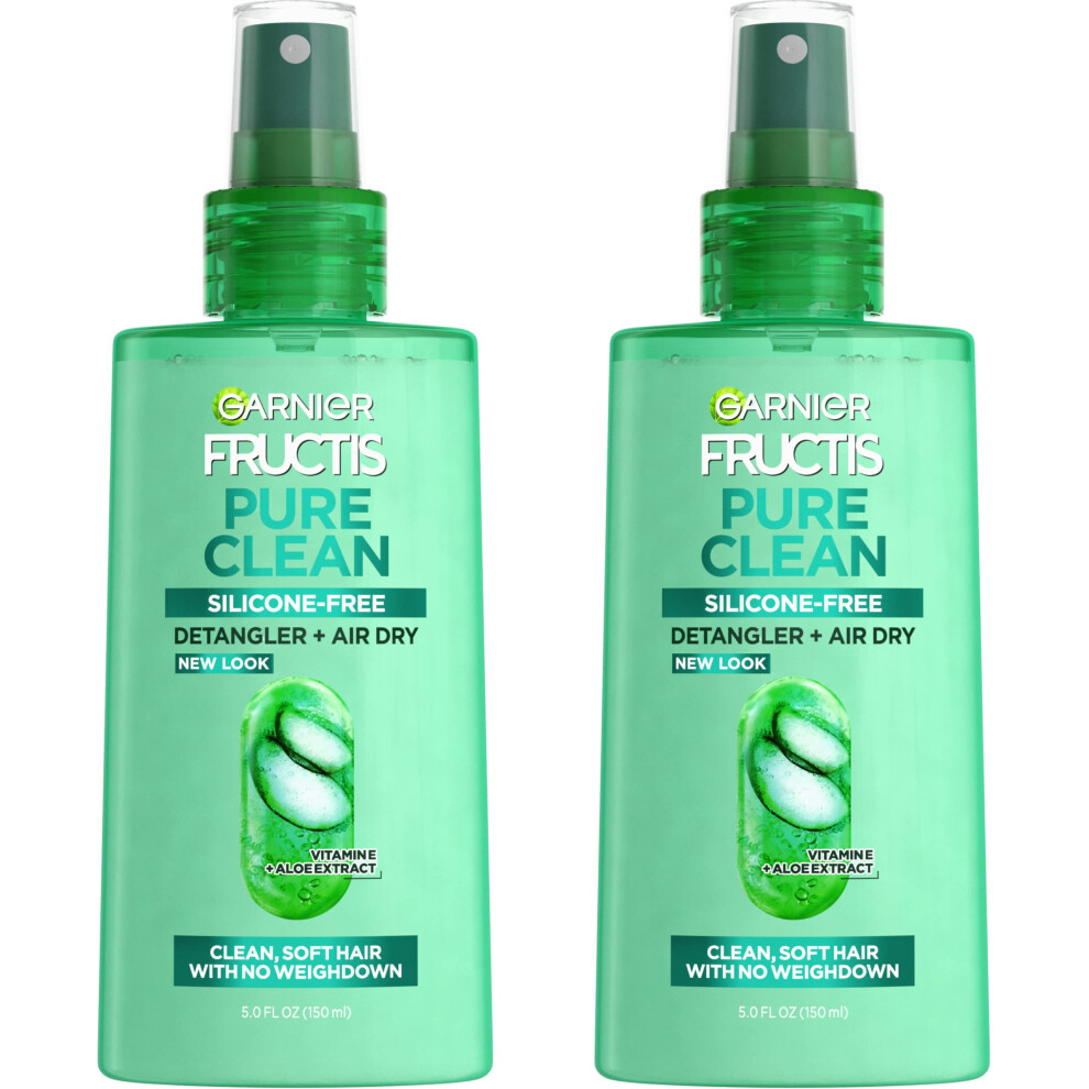 Garnier Fructis Pure Clean Detangler + Air Dry Spray 5.0 Fl Oz 2 Count (Packaging May Vary)