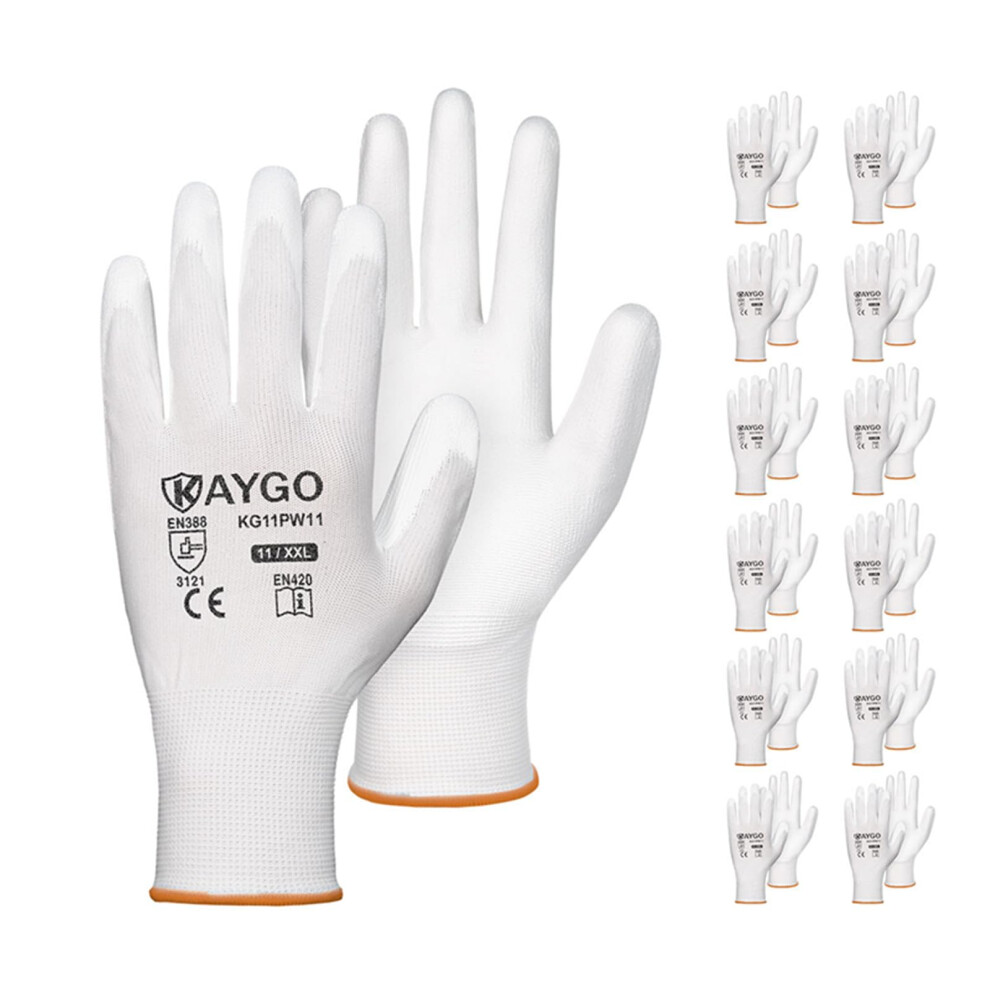 Kaygo Safety Work Gloves Pu Coated-12 Pairs Kg11pb Seamless Knit Glove With Polyurethane Coated Smooth Grip On Palm & Fingers For Men And Women Id 615068618724