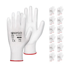 KAYGO veiligheidswerkhandschoenen PU-gecoat-12 paar KG11PB naadloos gebreide handschoen met polyurethaan gecoate gladde grip op palm en vingers voor