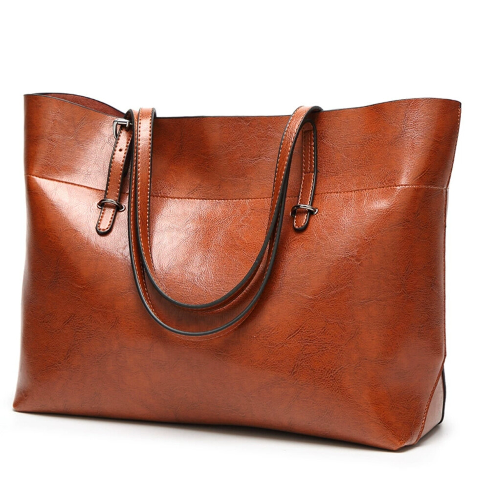 (Brown) Elegant Leather Tote Bag Versatile Shoulder & Handbag For Women Not,Specified