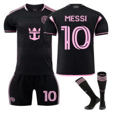 (S(165-170CM)) Comfortable 2425 Miami Away Black MESSI #10 Training Suit With Socks
