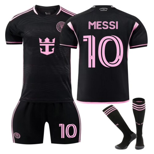 (S(165-170CM)) Comfortable 2425 Miami Away Black MESSI #10 Training Suit With Socks
