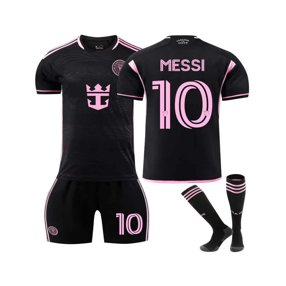 Qinyuchen (S(165-170Cm)) Comfortable 2425 Miami Away Black Messi #10 Training Suit With Socks