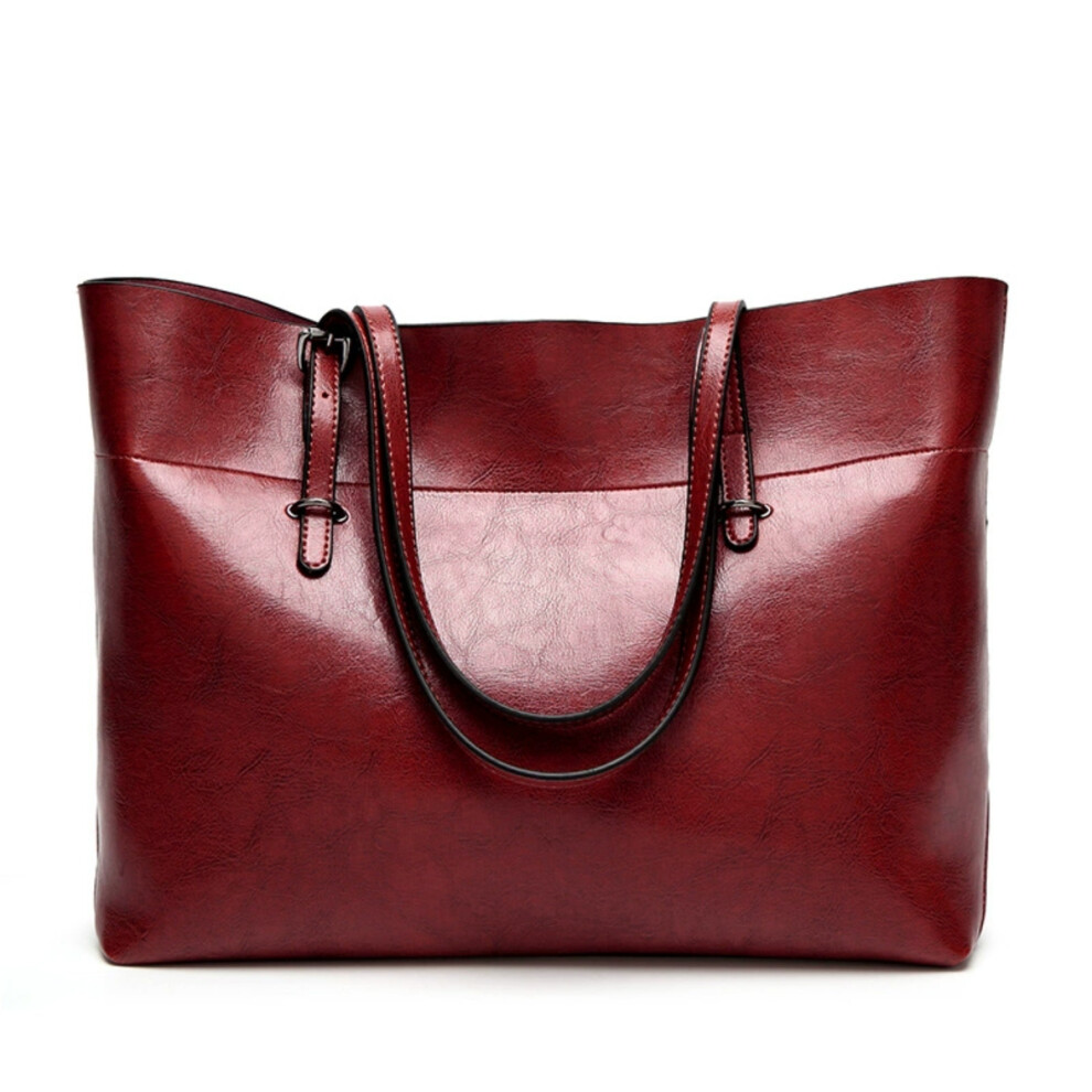 (Wine Red) Elegant Leather Tote Bag Versatile Shoulder & Handbag For Women Not,Specified