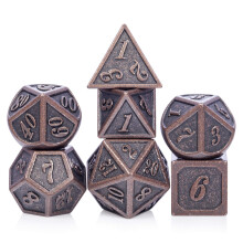 D&D Metall Dice Set, DNDND 7PCS Antik Koppar Tärningar med Metallfodral för DND Rollspel