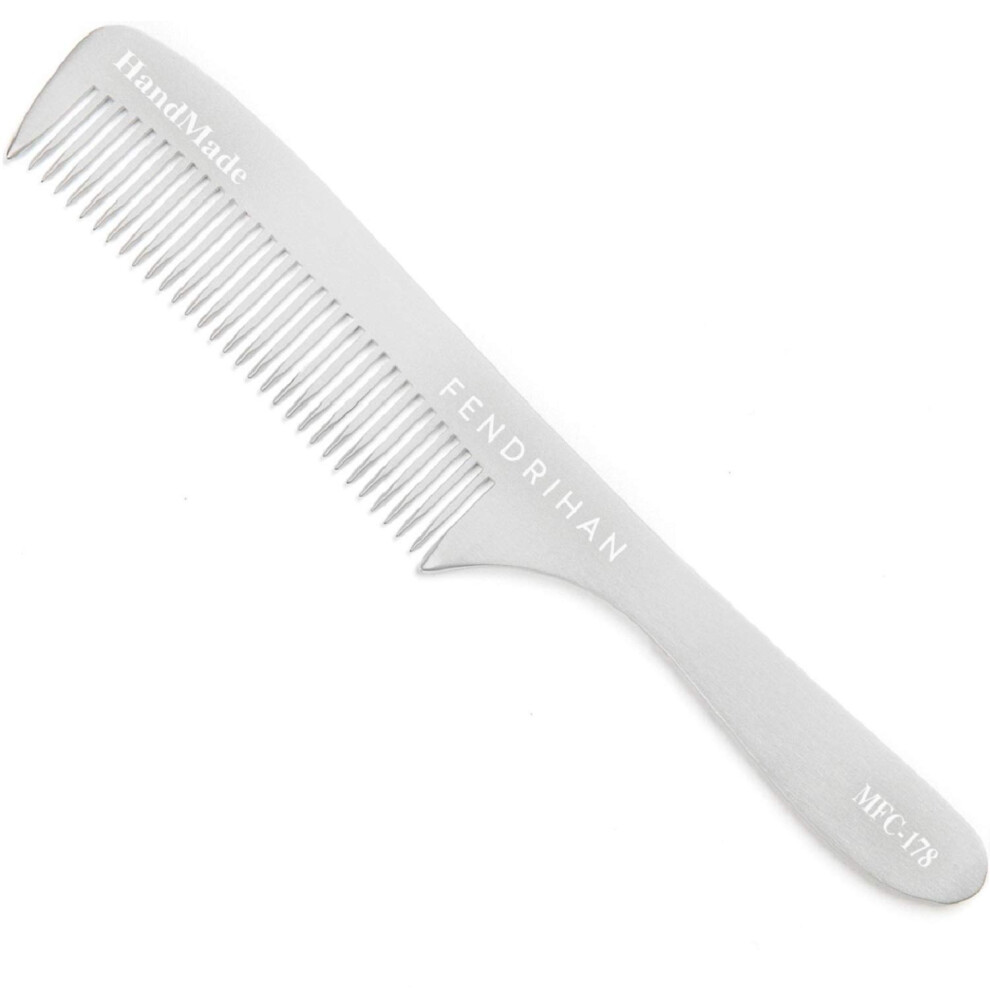 Fendrihan Sturdy Metal Fine Tooth Barber Grooming Comb With Handle (6.8 Inches)