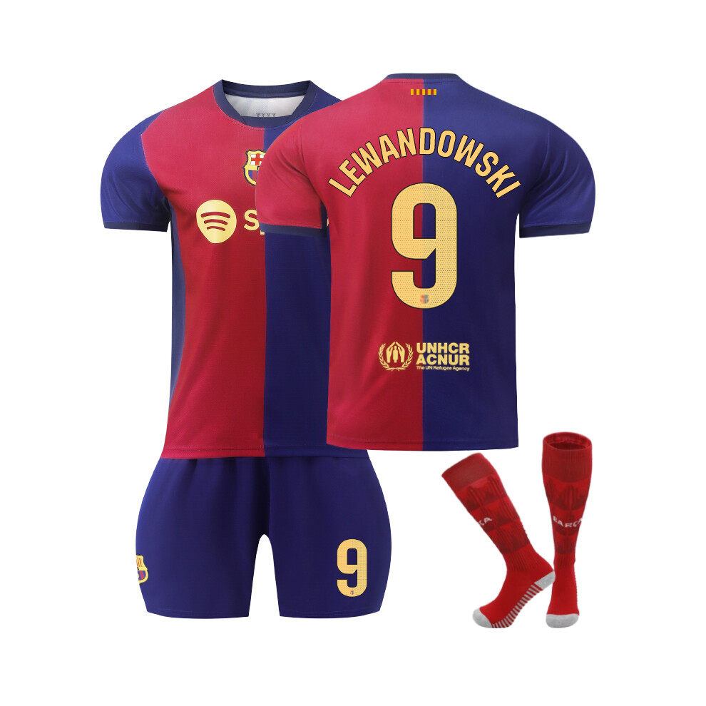 Qinyuchen (M(170-175Cm)) Comfortable 2425 Barcelona Home Lewandowski #9 Training Suit With Socks