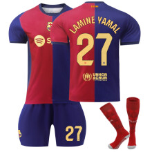 (28(150-160CM)) Comfortable 2425 Barcelona Home LAMINE YAMAL #27 Training Suit With Socks