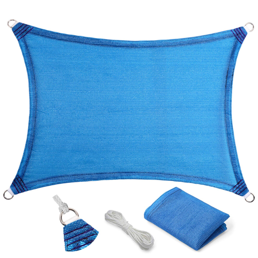 Voile d'ombrage rectangulaire en tissu bleu pour terrasse, jardin, arri   re-cour, pergola, 10 x 12 cm, Edens Decor