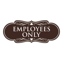 Sinal SOMENTE FUNCIONRIOS do designer | Fcil instalao | Sinais de escritrio ou empresa | Segurana no Trabalho - Marrom Escuro - Grande (1 P
