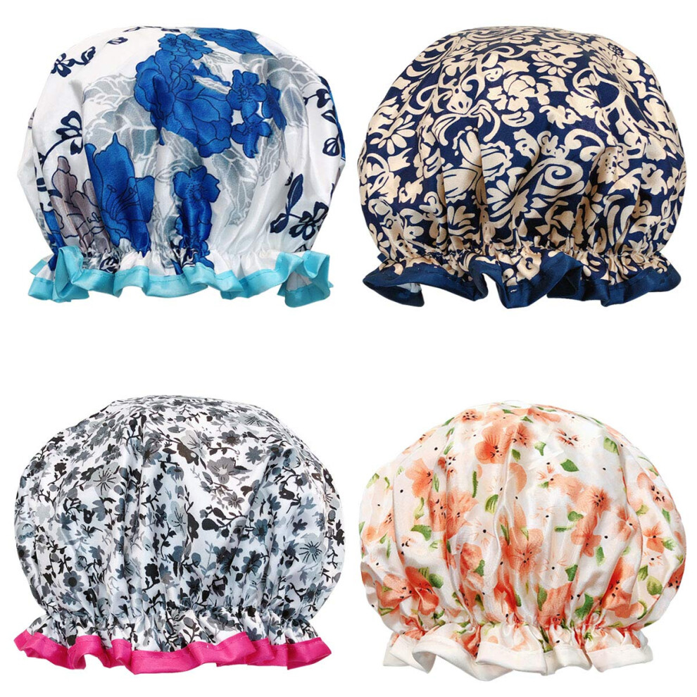 Inpakmateriaal Wrapables Stylish Double Layer Waterproof Shower Caps (Set Of 4) Maje