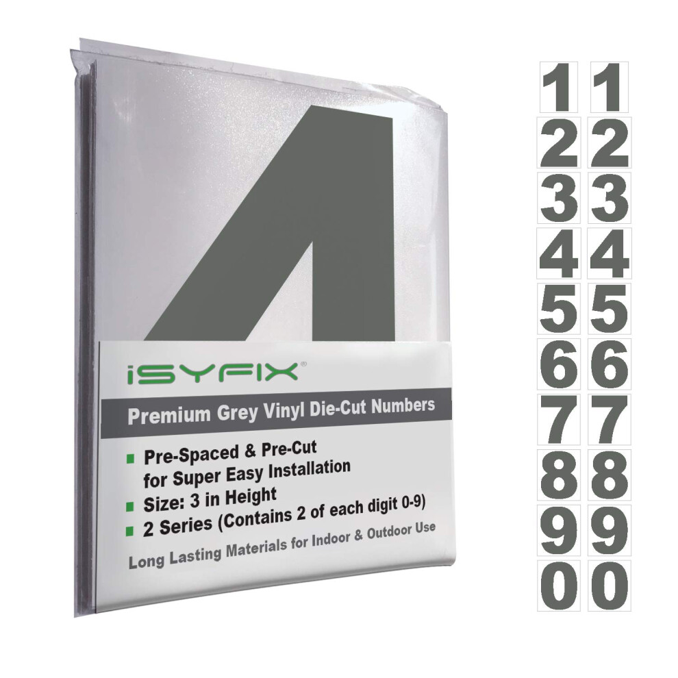Pegatinas De N Meros De Vinilo Gris Isyfix - Autoadhesivas De 3 Pulgadas (2 Juegos) - Pr-image