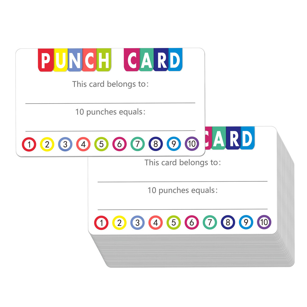 102 PCS Punch Cards Incentive Loyalty Reward Card for Classroom Business (3.5"" x 2"")-image-OPC-PFNDWMT-NEW