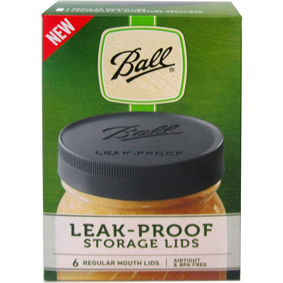 Ball Leak-Proof Plastic Lids for Glass Mason Jars  Used for Canning  Pickling  Juice  Jam  Jelly Regular  6 Count Pack of 1