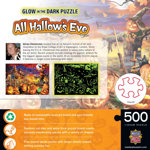 MasterPieces 500 Τεμαχίων Παζλ Halloween που Φωσφορίζει στο Σκοτάδι - 15"x21" 2