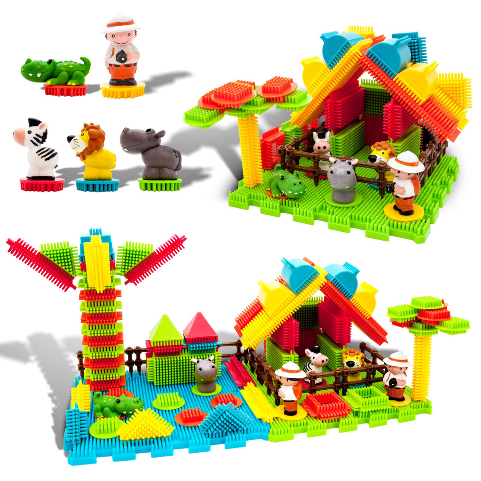 Photos - Construction Toy Picasso Toys PTB100 100pcs Hedgehog Block 3D Building Blocks Tiles Safari Theme Set Learning Playset STEM Toy Set Educationa