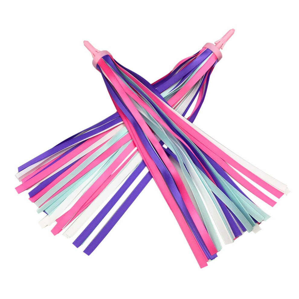 PLATT Guidon de v   lo pour enfants, rubans color   s, pompons pour filles et gar   ons, guidon de v   lo, poign   e de scooter (violet, 1 paire)