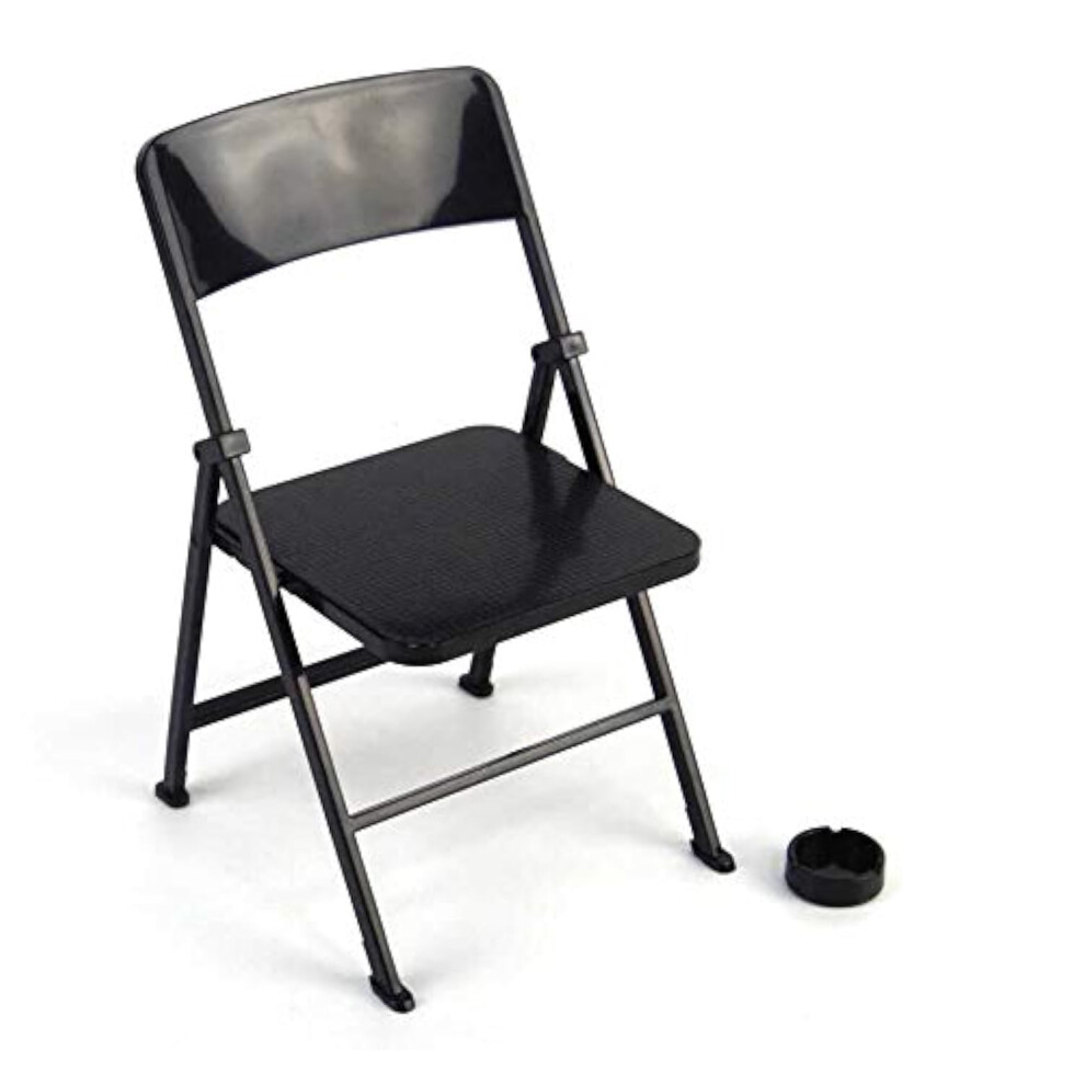 Chaise pliable noire     l'   chelle 1/6 pour figurines d'action de 12 pouces, accessoires de d   coration de maison de poup   e, meubles miniatures