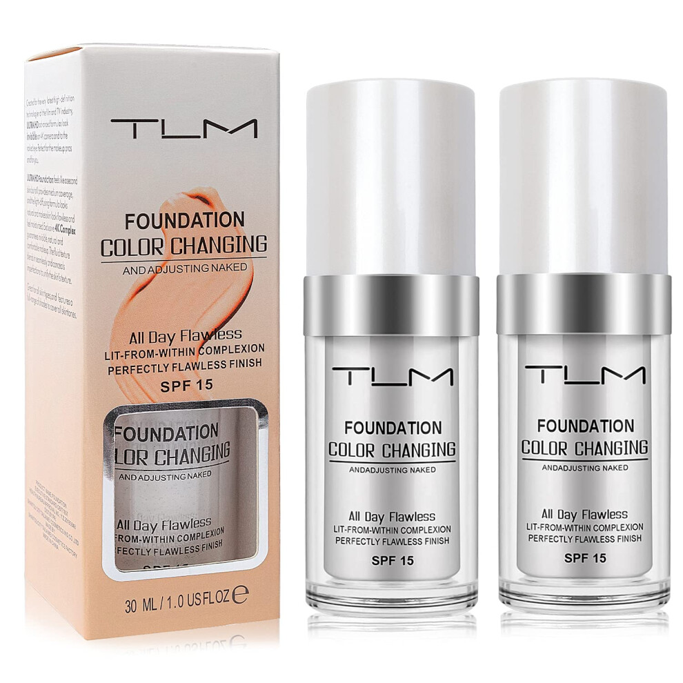 Tlm 2 Pack Color Changing Foundation Liquid Base Concealer Cover C