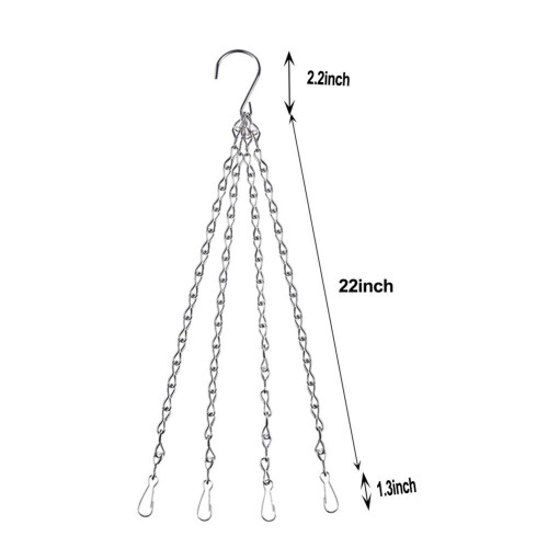 4Pack - Corrente de 24 Polegadas com 4 Ganchos para Plantas, Alimentadores de Pássaros e Lanternas (Prata) 1