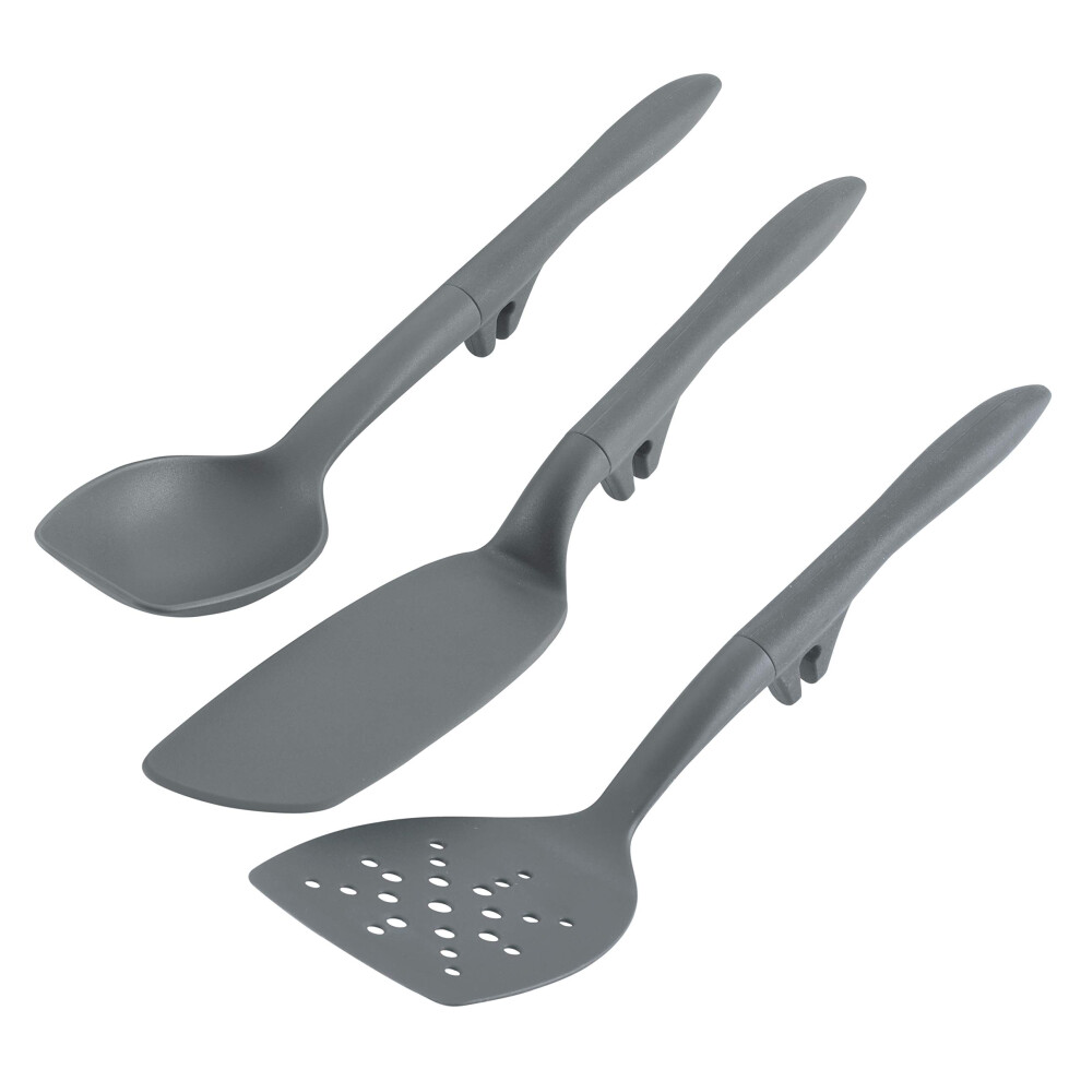 Rachael Ray Tools and Gadgets Spoon  Slotted and Solid Turners Set Cooking Utensils  3 Piece  Gray