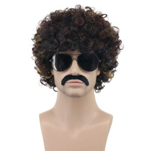 karlery Barba?i Femei Rocker Scurt Bob Curly Maro Auriu Musta?a Barba Peruca Disco California Halloween Cosplay Peruca Afro Peruca pentru petrece