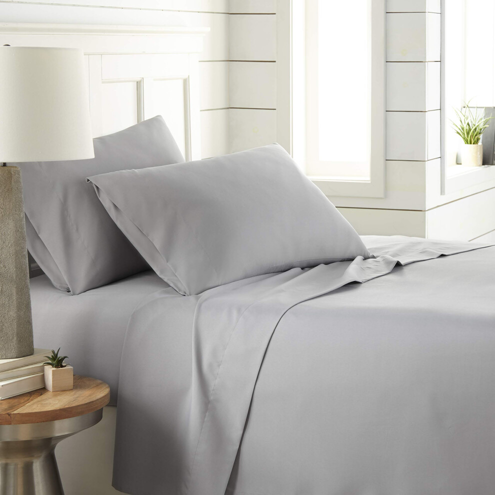 Southshore Fine Living Inc. Ensemble de draps 4 pi   ces classique doux et confortable pour lit double gris acier