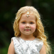 Cerchietto d'Oro Catena per Capelli per Bambine Compleanno, Matrimonio, Festa (Stile1)