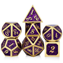 DNDND Glitter Lila Metall Tärningsset, Polyhedral DND Dice med Metallfodral för Rollspel