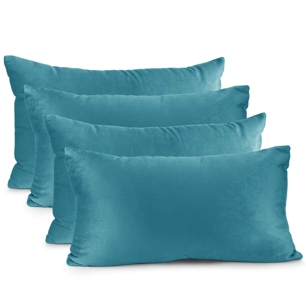 Housses de coussin Nestl en velours douillet et d   coratif, 30,5 x 50,8 cm, douces et solides, pour canap   -lit et voiture, lot de 4 - Bleu sarcell