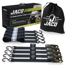 Correas de amarre con trinquete JACO - 1 pulgada x 15 pies (paquete de 4) 1823 libras (negro)