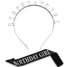 Zonon Cerchietti Compleanno, Fascia in Raso e Tiara per Feste (Stile Argento)