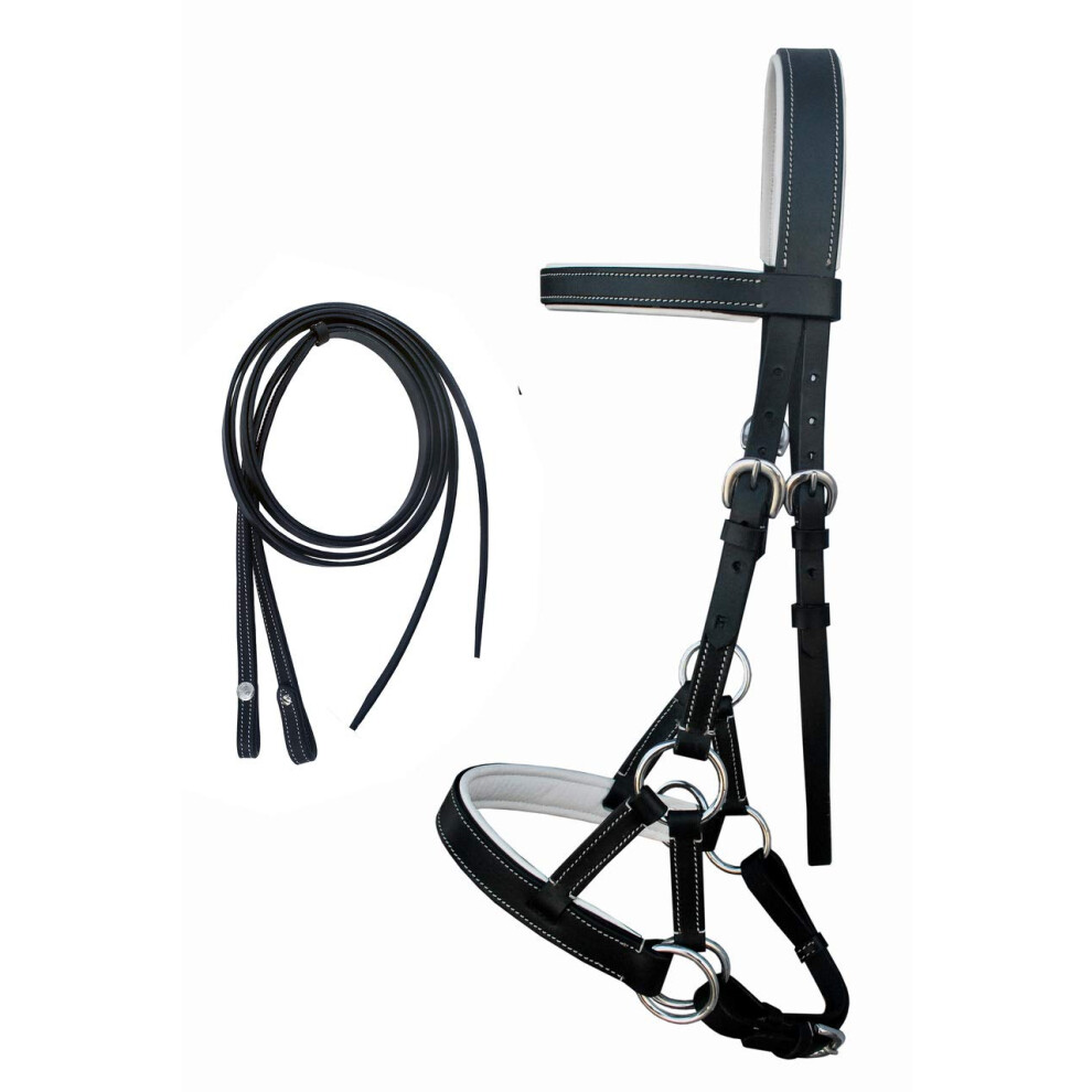 Challenger Uzda Treningowa Ze Skry Westernowej Dla Koni, Bez Wedzidla, Z Wodzami 7711WH-F-image