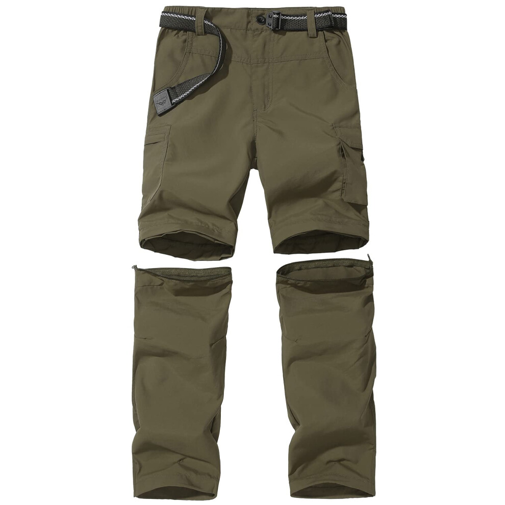 Pantalon De Randonn E Jomlun Pour Gar On, Cargo, D Contract , Pour Le Camping, S Chage Rapide, Convertible, Zipp , Vert Arm E-image