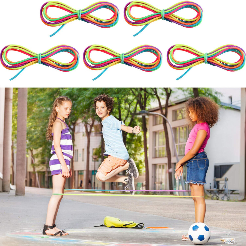 5 Pieces Chinese Jump Ropes Colorful Stretch Rope Elastic Fitness Game
