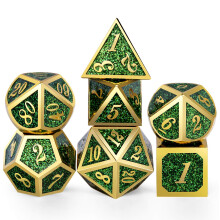 DNDND Metallt Tärningsset D&D, Glittrande Grön Tung DND Tärningar med Metallfodral