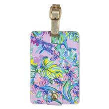 Lilly Pulitzer Fioletowo-zielona damska zawieszka do bagażu ze sztucznej skóry z bezpiecznym paskiem Syrenka w cieniu