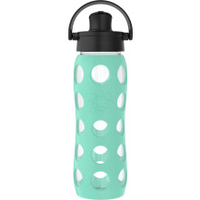 Lifefactory 22Ounce Glazen Waterfles met Actieve Flip Cap en Beschermende Siliconen Hoes Zeegroen
