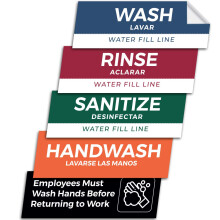 5-pack Wassen Spoelen Ontsmetten Spoelbak Etiketten Waterdichte Sticker Borden 3 Co