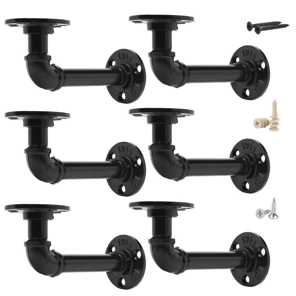 Pipe Shelf Brackets Set Of 6 Equason Industrial Iron Shelf Brackets Pipe Shelving Brackets For Custom Floating Shelves Diy Rustic Shelves Brackets Har 8011534759762