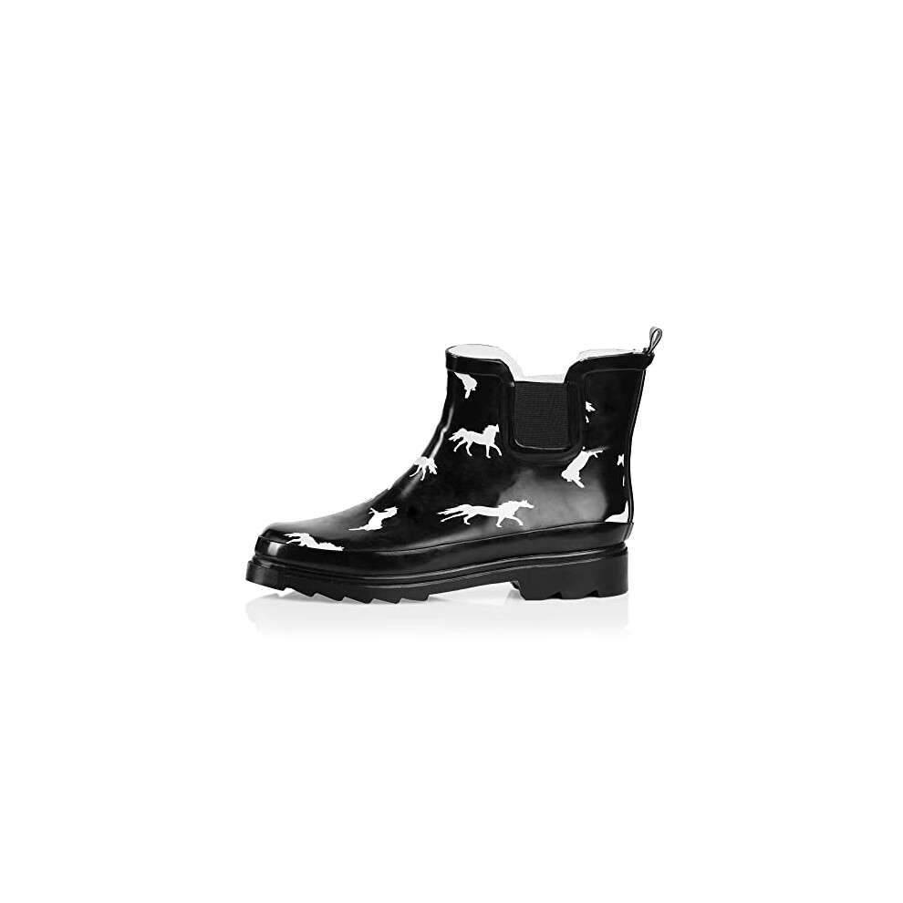NORTY - Bottines de pluie pour femme - Bottes de jardin imperm   ables pour l'hiver et le printemps, couleur cheval noir, pointure 7