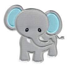 PatchMommy Elefanten-Aufnher zum Aufbgeln/Aufnhen  Applikationen fr Kinder (grau/blau).