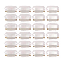 Yantaisiyu 24 stk/parti 28mm 8-t?nder metal parykklip parykryk h?rforl?ngelsesklemmer med gummi snap klip til h?rstykket paryktilbeh?r klip (blon