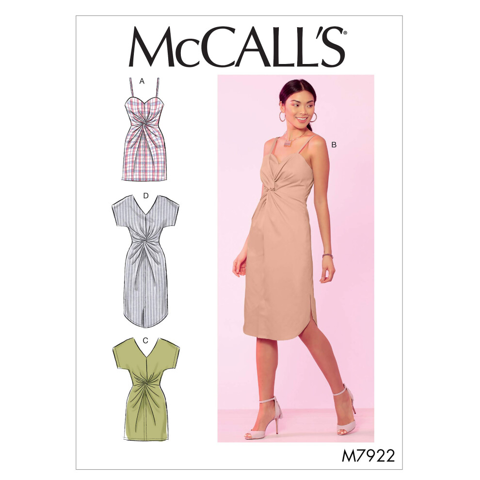Patrons McCall's Robe ajust   e     devant torsad    pour femme McCall's, tailles 14-