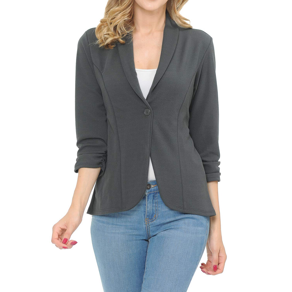 Veste blazer l   g   re de travail     manches fronc   es MINEFREE pour femme 34