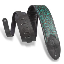 Levy's Leathers Sundance Series 7,6 cm breiter Gitarrengurt aus geprgtem Leder  hochwertiges trkisfarbenes Westernmuster, breit und bequemer Halt