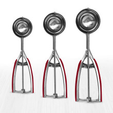 Millvado rustfrit stål is og cookie Millvado 3 Pack rustfrit stål is og cookie scoops | Med røde gummi greb - Forårsbelastet håndtagdesign - til