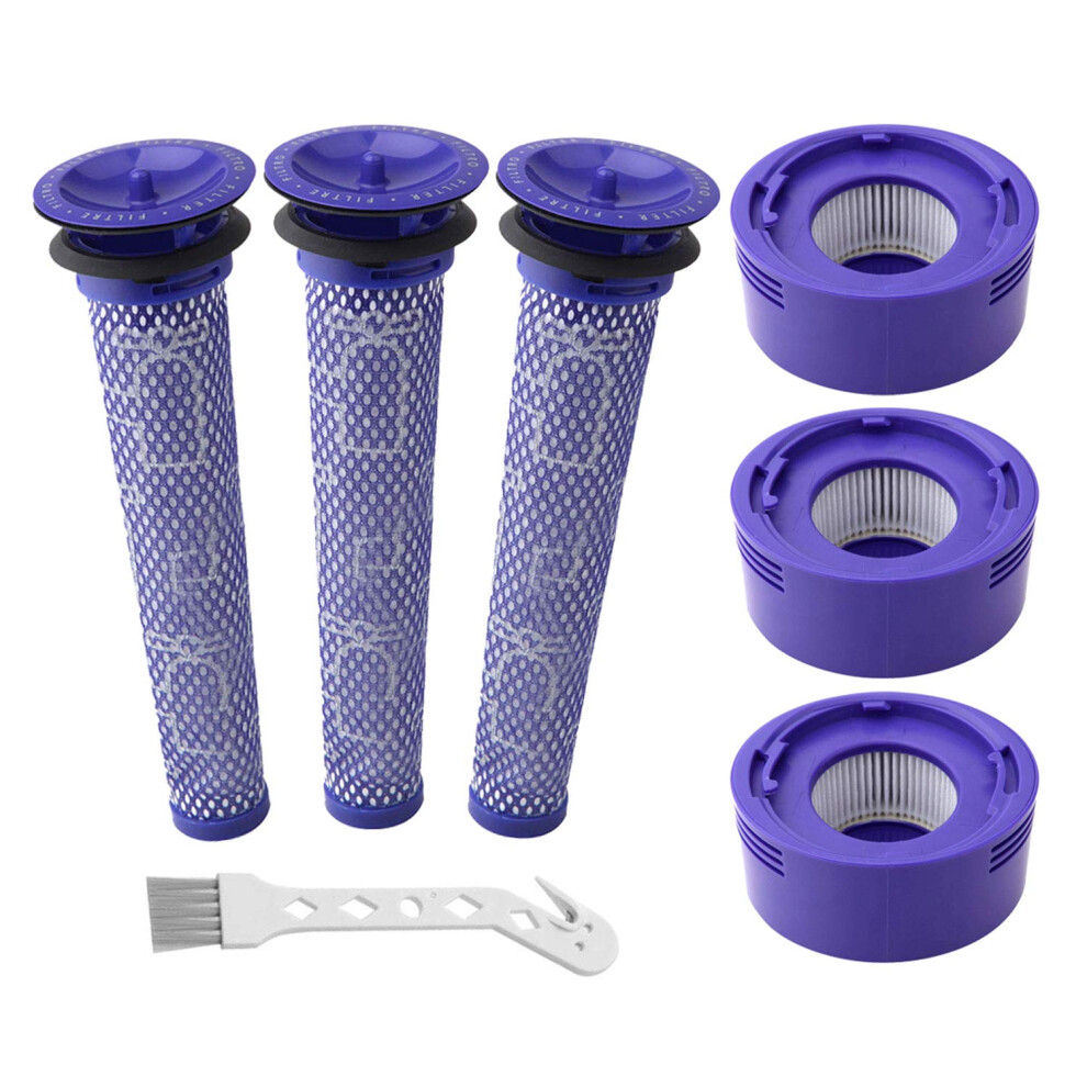 Wolfish - Kit Di Ricambio Per Aspirapolvere Dyson V8+, V8, V7 Absolute Animal Motorhead, 3 Filtri Hepa Post 3 Pre-Filtri, Sostituisce La Parte N. 965661-01 E 967478-01, 6 Pezzi-image