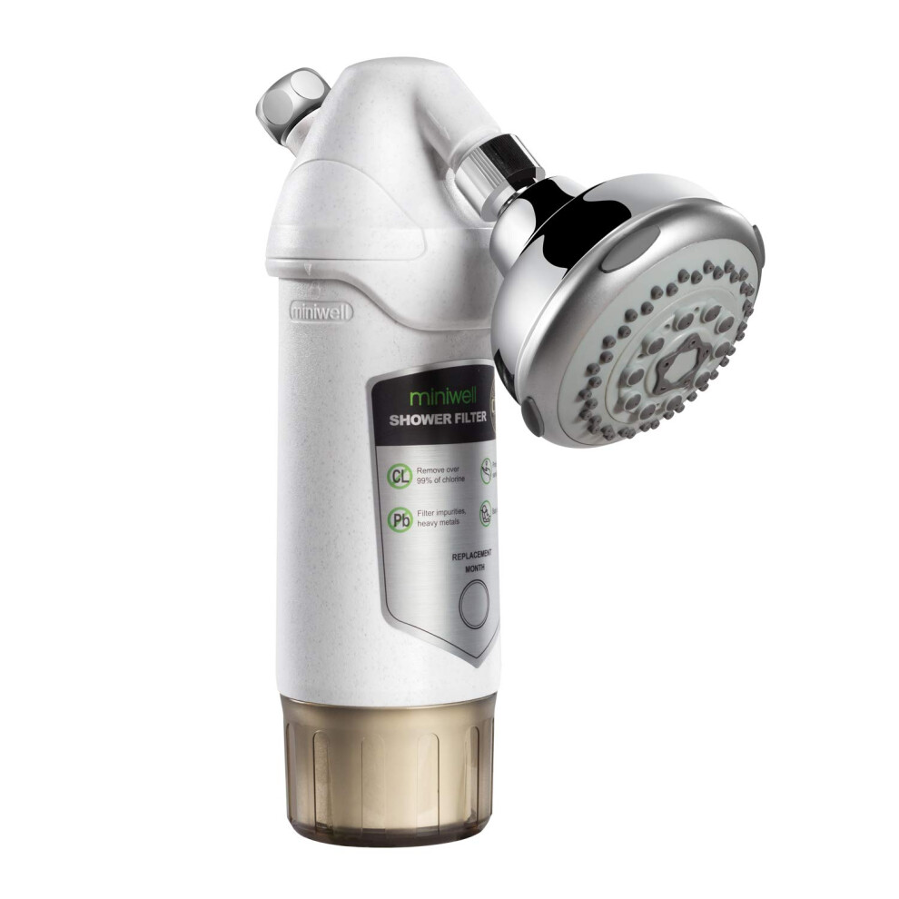 Miniwell Shower Filter 720-Plus With Replaceable Cartridges, Shower Head Filter With Double Filters, Remove 99% Chlorine (Shower Filter W/Head) 6951533272126